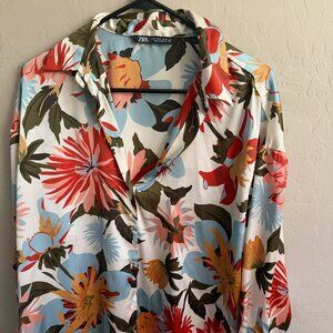 Floral Print Satin Shirt